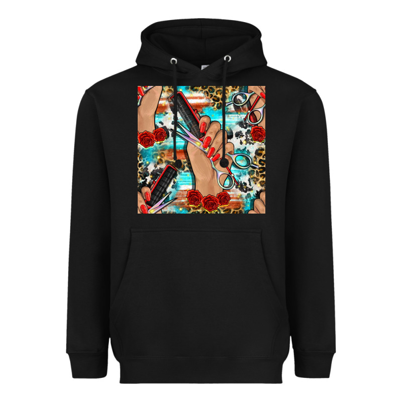 Hairdresser Hand Scissors And Roses With Serape Leopard And Cowhide Se Heavyweight Hoodie by BundleAndBundleShop | Teevron