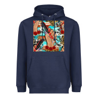 Navy hairdresser hand scissors and roses with serape leopard and cowhide se Heavyweight Hoodie - BundleAndBundleShop