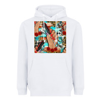 White hairdresser hand scissors and roses with serape leopard and cowhide se Heavyweight Hoodie - BundleAndBundleShop
