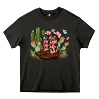 Asphalt cowboy boots with cactus Heavy Core Tee - MaliasSmallBusiness