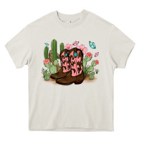 Cream cowboy boots with cactus Heavy Core Tee - MaliasSmallBusiness