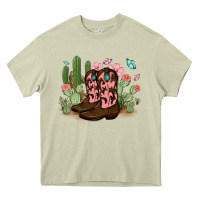 Mossy cowboy boots with cactus Heavy Core Tee - MaliasSmallBusiness