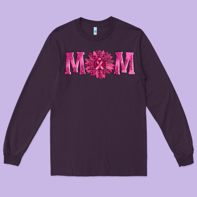 Breast Cancer Mom Sunflower Long Sleeve Tee Designed By Adodesignshop