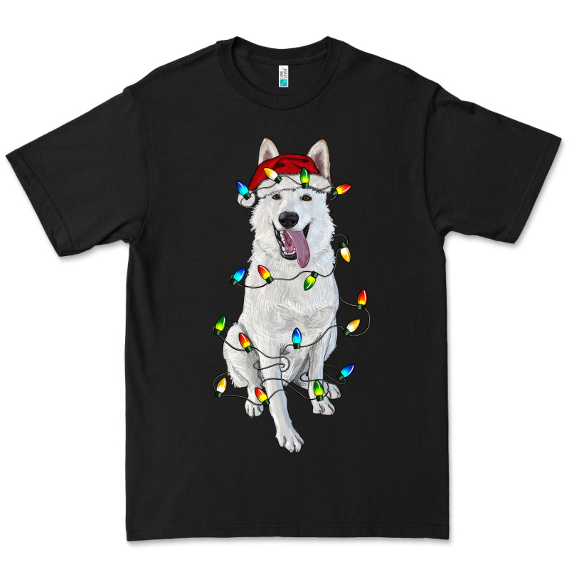 Christmas White Shepherd With Christmas Lights Premium Tee by RanaPortraitStore | Teevron