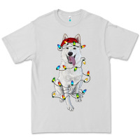 Dove Grey Christmas White Shepherd With Christmas Lights Premium Tee - RanaPortraitStore