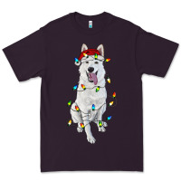 Plum Christmas White Shepherd With Christmas Lights Premium Tee - RanaPortraitStore