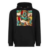 Black hand and nail polish with turquoise gemstone and leopard seamless patt Heavyweight Hoodie - BundleAndBundleShop