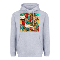 Heather Grey hand and nail polish with turquoise gemstone and leopard seamless patt Heavyweight Hoodie - BundleAndBundleShop