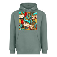 Sage hand and nail polish with turquoise gemstone and leopard seamless patt Heavyweight Hoodie - BundleAndBundleShop