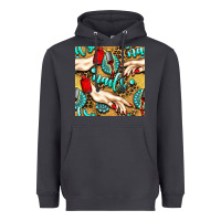Smoke hand and nail polish with turquoise gemstone and leopard seamless patt Heavyweight Hoodie - BundleAndBundleShop