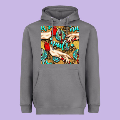 Hand And Nail Polish With Turquoise Gemstone And Leopard Seamless Patt Heavyweight Hoodie Designed By Bundleandbundleshop