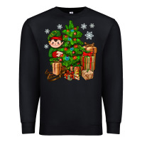 Black Christmas Elf With Gift Premium Sweatshirt - BundleAndBundleShop