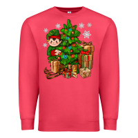 Cardinal Christmas Elf With Gift Premium Sweatshirt - BundleAndBundleShop