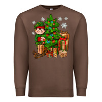 Chestnut Christmas Elf With Gift Premium Sweatshirt - BundleAndBundleShop
