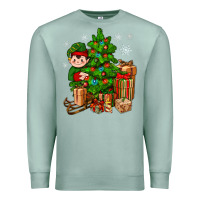 Seafoam Christmas Elf With Gift Premium Sweatshirt - BundleAndBundleShop
