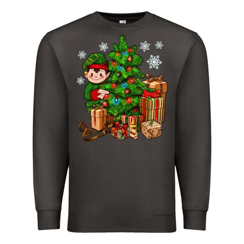 Christmas Elf With Gift Premium Sweatshirt by BundleAndBundleShop | Teevron