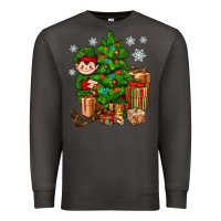 Smoke Christmas Elf With Gift Premium Sweatshirt - BundleAndBundleShop