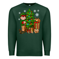Sports Green Christmas Elf With Gift Premium Sweatshirt - BundleAndBundleShop