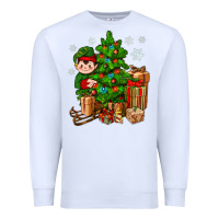White Christmas Elf With Gift Premium Sweatshirt - BundleAndBundleShop