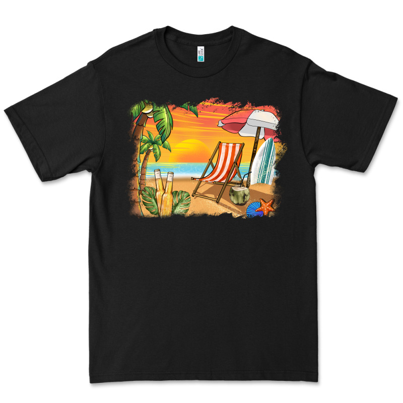 Sunset Beach Background Premium Tee by BarkalooDesign | Teevron
