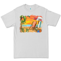 Dove Grey sunset beach background Premium Tee - BarkalooDesign