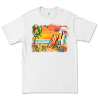 White sunset beach background Premium Tee - BarkalooDesign
