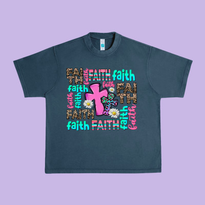 Faith With Cross Urban Heavy Tee Designed By Adodesignshop