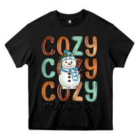 Black cozy season snowman Heavy Core Tee - MaliasSmallBusiness