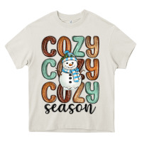 Cream cozy season snowman Heavy Core Tee - MaliasSmallBusiness