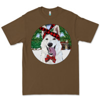 Cacao Christmas White Shepherd With Cowhide Premium Tee - RanaPortraitStore