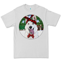 Dove Grey Christmas White Shepherd With Cowhide Premium Tee - RanaPortraitStore