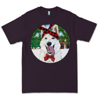 Plum Christmas White Shepherd With Cowhide Premium Tee - RanaPortraitStore