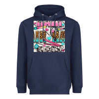 Navy leopard and cowhide hair and curling iron with hearts and flowers seam Heavyweight Hoodie - BundleAndBundleShop