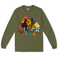 Army Green cluck it coop animals hen and chick aztec serape leopard Long Sleeve Tee - Artiststas