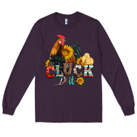 Plum cluck it coop animals hen and chick aztec serape leopard Long Sleeve Tee - Artiststas