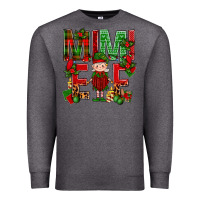 Charcoal Heather Mimi Elf with Knitting Christmas Premium Sweatshirt - BundleAndBundleShop