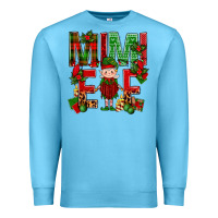 Ocean Blue Mimi Elf with Knitting Christmas Premium Sweatshirt - BundleAndBundleShop