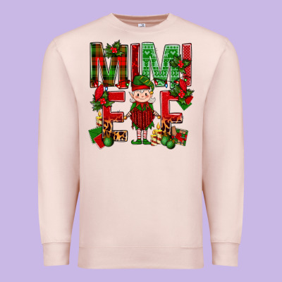Mimi Elf With Knitting Christmas Premium Sweatshirt Designed By Bundleandbundleshop
