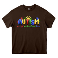 Chocolate Brown autism accept understand love Heavy Core Tee - MaliasSmallBusiness