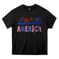 Black happy birthday america Heavy Core Tee - Artiststas