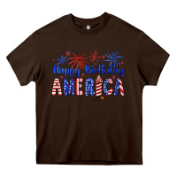 Chocolate Brown happy birthday america Heavy Core Tee - Artiststas