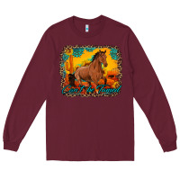 Burgundy can't be tamed horse with sunflowers turquoise gemstone western sunset Long Sleeve Tee - Artiststas