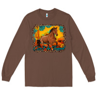 Chestnut can't be tamed horse with sunflowers turquoise gemstone western sunset Long Sleeve Tee - Artiststas