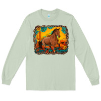 Matcha can't be tamed horse with sunflowers turquoise gemstone western sunset Long Sleeve Tee - Artiststas