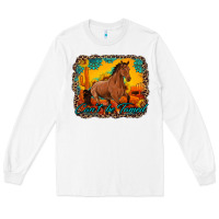 White can't be tamed horse with sunflowers turquoise gemstone western sunset Long Sleeve Tee - Artiststas