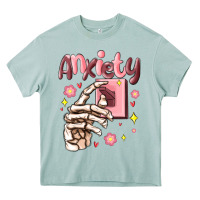 Arona anxiety skeleton hand Heavy Core Tee - MaliasSmallBusiness