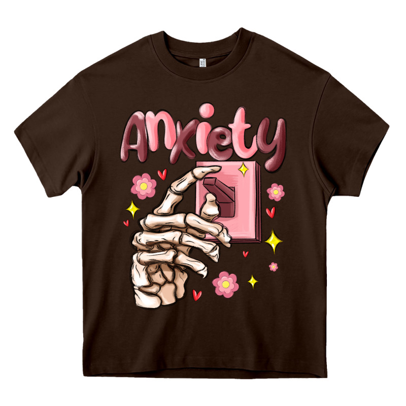 Anxiety Skeleton Hand Heavy Core Tee by MaliasSmallBusiness | Teevron