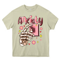 Mossy anxiety skeleton hand Heavy Core Tee - MaliasSmallBusiness