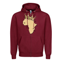Burgundy africa with crown Zipper Hoodie - MaliasSmallBusiness