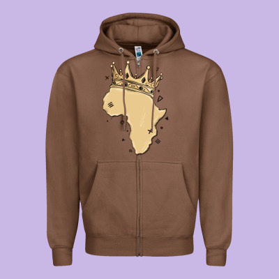 Africa With Crown Zipper Hoodie Designed By Maliassmallbusiness